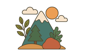 Illustration of the composition of geographical or naturalistic objects