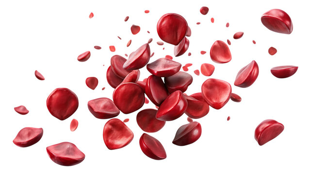 Red blood cells floating in the bloodstream, isolated on transparent background - Powered by Adobe