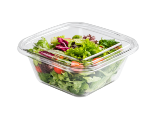 Fresh salad mix in clear container ready to serve at lunch or dinner