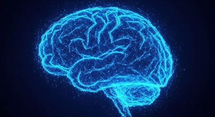 Electric Blue Plexus Brain: A Luminous Digital Hologram Visualizing AI Mind and Neural Networks.