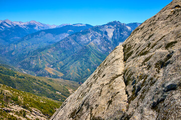 Moro Rock Granite Face and Mountain Range Sequoia National Park California