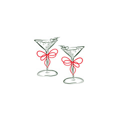 Decorative cocktail glasses with ribbon bows perfect for celebration events and gatherings