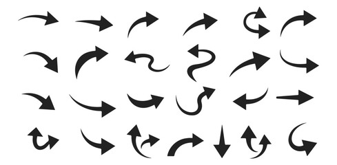 Arrow Collection Directional Icons Pointer Symbols Navigation Graphics Curve Arrow Shapes Set of 23 Different Arrow