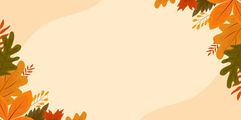 Autumn flyer with decorative seasonal leaf patterns, fall banner template for thanksgiving and harvest fairs