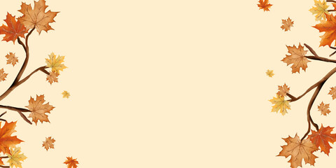 Autumn flyer with festive falling leaves design, seasonal banner template for posters and thanksgiving sales