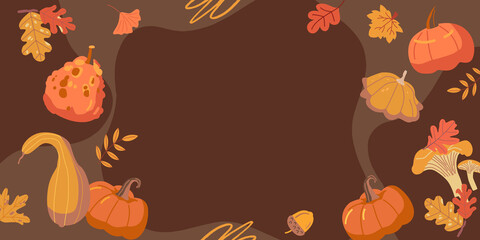 Autumn sale flyer template with rustic seasonal layout, fall banner for thanksgiving promotions and events