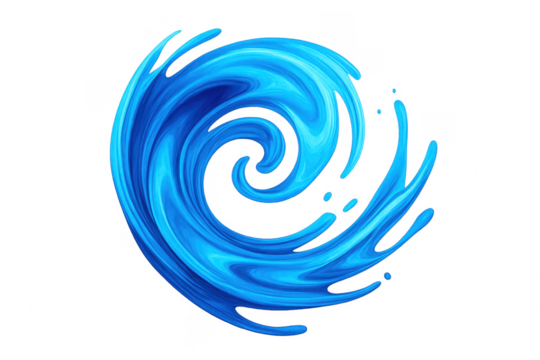 Blue water spiral splash with transparent background