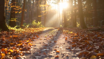 Golden Autumn Forest Path