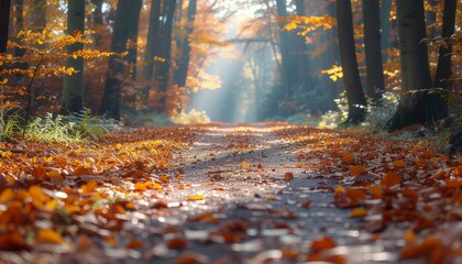 Golden Autumn Forest Path