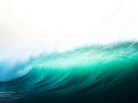 Powerful Turquoise Ocean Wave Breaking with White Foam and Dark Water sea wave breaking wave