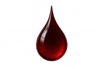 Blood drop representing life, health, medicine, science, donation, and human circulatory system on transparent background