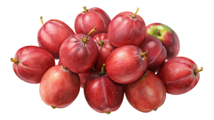 A generous cluster of deep red grapes, plump and glistening, isolated on a pure transparent background, ideal for themes of wine, healthy eating, and natural goodness