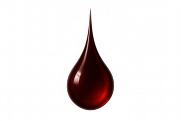 Blood drop symbolizing donation, health, medicine, and critical care on transparent background