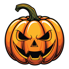 Spooky jack o lantern halloween pumpkin with glowing eyes