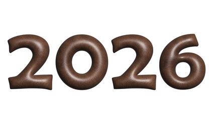 3D Chocolate cookie Style 2026 Number Sculpture &ndash; Happy New Year Decoration