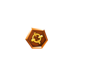 Golden Hexagon Emblem or Token Icon - Game Currency/Reward Element
