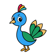 baby peacock showing tiny colorful feathers vector art illustration