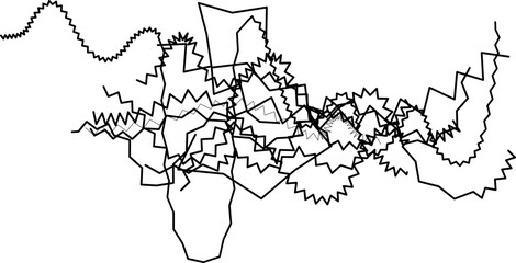 Freeform sketch lines overlapping irregularly, forming dense compositions of uncontrolled line work.