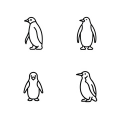 Obraz premium Cute Penguin Icon Bundle, Winter Penguin Character Set, Arctic Penguin Illustration Pack, Adorable Penguin Vector Collection, Frozen Penguin Graphic Design