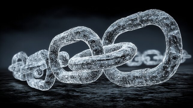 Digital blockchain concept with interconnected network chain design for security and connection - Powered by Adobe