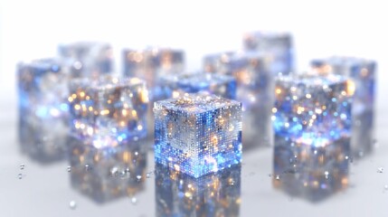 Digital Data Cubes Representing Abstract Technology and Futuristic Information