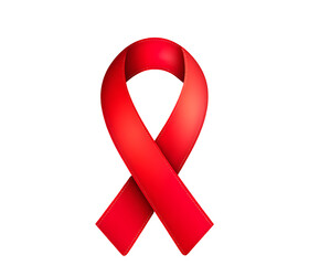 AIDS awareness red ribbon on white background
