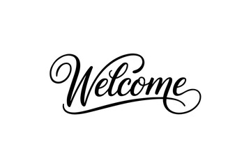 Elegant Calligraphic Welcome Typography on White Background