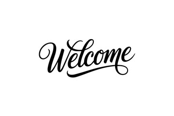 Elegant Calligraphic Welcome Typography on White Background