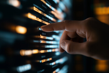 Abstract colorful digital code lines on a dark background. Futuristic tech concept for programming, data flow, cybersecurity, or digital networks.