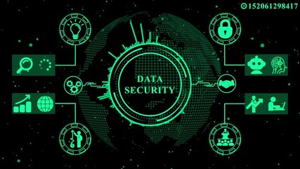 Data Security Digital Network Globe Interface Keywords: data security, digital, network, globe .Technology, Internet and network concept ,4k video animation. - Powered by Adobe