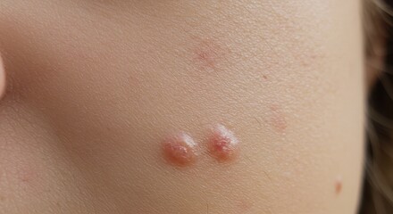 Close-up view of skin with acne or pimples highlighting dermatological issues