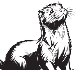 closeup-shot-american-ferret-blurred-background vector line art