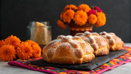 Pan de Muertos traditional Mexican dish for the day of the dead