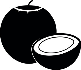 Coconut Whole and Half Cut Silhouette