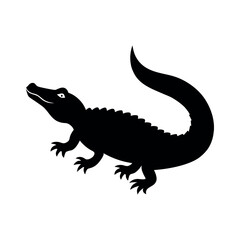Crocodile Side Profile with Long Tail Silhouette