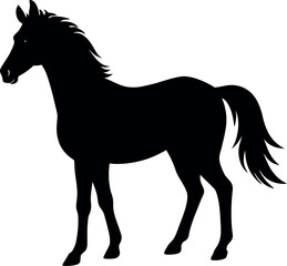 Standing Horse Side View Silhouette