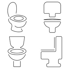 Group of black toilet icons on a white background. Vector illustration.