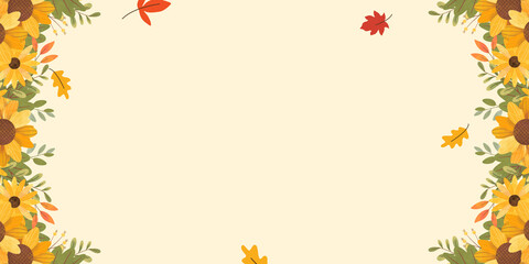 Autumn flyer with rustic festive tones and leaf accents, seasonal banner design for harvest fairs and sales