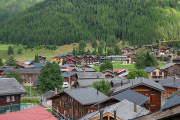 View of village of Reckingen in Switzerland