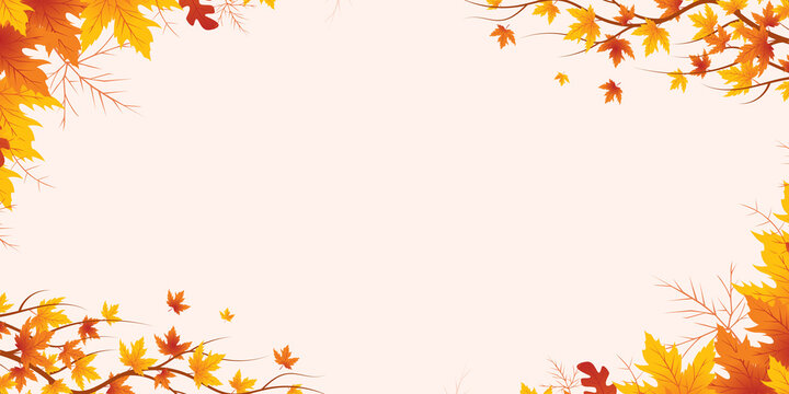 Autumn banner with gradient leaf background, flyer template for community events and fall market promotions
