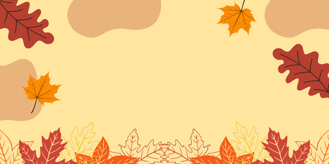 Autumn sale poster with leaf motifs and rustic background, seasonal flyer template for promotions and ads