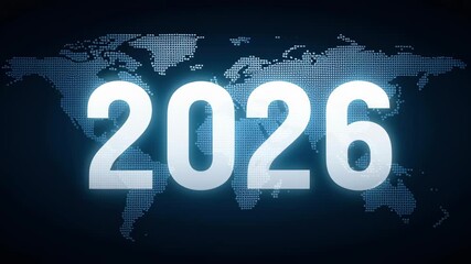 Integration goal 2026 glowing numeral world map futuristic digital concept celebrating global progress and ambition integration goal 2026 world map - Powered by Adobe