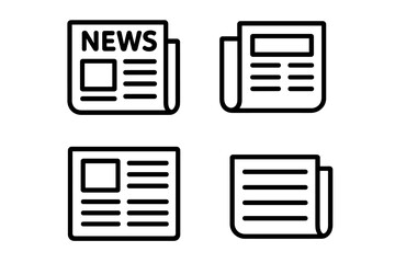 Newspaper line icon set. News symbol collection. Press, media, journal, and publication signs. Article and information graphic elements. Vector illustration for web and apps.