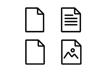 File icon collection vector illustration. Line art document symbols for web and mobile. Set includes new file, text page, and image document pictogram. Outline graphic design.