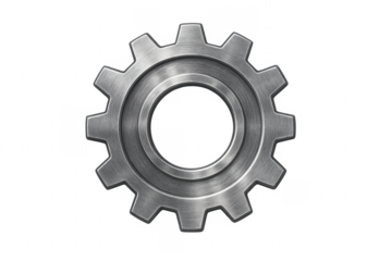 Metal gear mechanism icon concept on transparent background