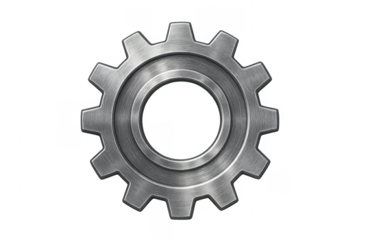 Metal gear mechanism icon concept on transparent background