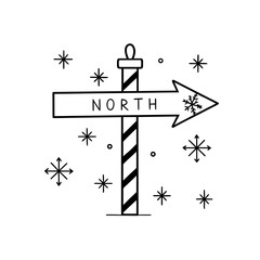 North pole sign with snowflakes