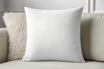 White pillow in interior mockup