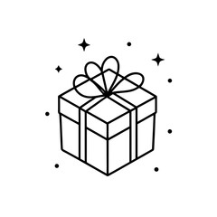 Gift box with bow and sparkles