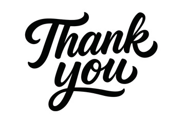 Thank you hand lettering vector illustration. Calligraphy script typography design. Isolated gratitude quote for greeting card, banner, poster. Appreciation message text element.